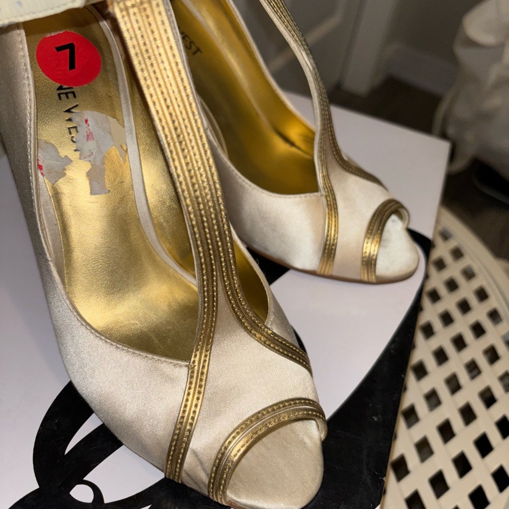 Elegant Gold and Cream Women's Heels